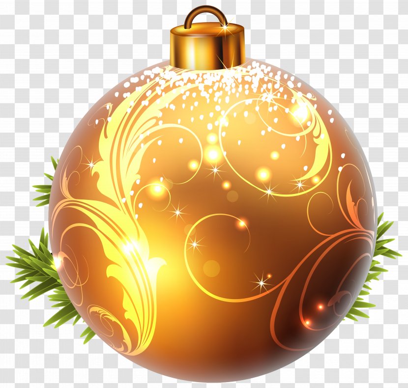 Christmas Ornament Decoration Tree Clip Art - Topper - Yellow Ball Clipart Image Transparent PNG