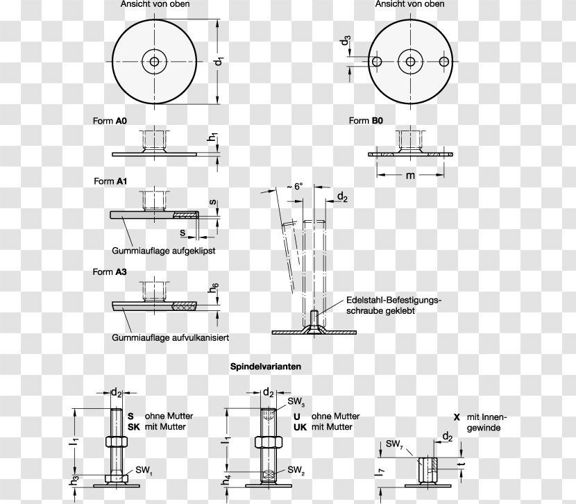 Technical Drawing Maskinskor Screw Interchangeable Parts Edelstaal - Iso 4032 Transparent PNG