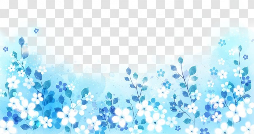 Blue White Illustration - Point - Flowers On A Background To Pull Material Free Transparent PNG