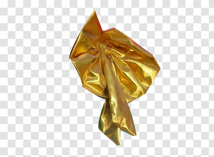 Paper Gold Ribbon - Textile - Golden Bow Transparent PNG