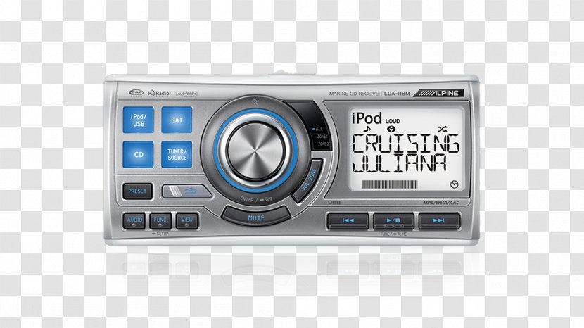 Vehicle Audio Alpine Electronics CDA-118M Marine CD Receiver Radio IPod - Loudspeaker Transparent PNG