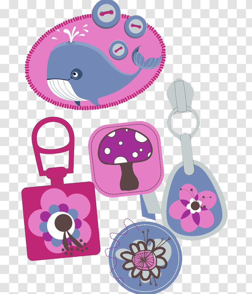 Pink Cartoon Purple Illustration - Whale - Photos,Purple Whale,mushroom,Flowers,Keychain Transparent PNG
