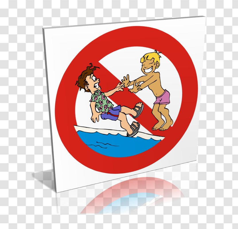 Swimming Pool Safety Senyalística Clip Art - Recreation - Interdit De Pousser Transparent PNG