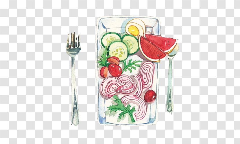 Meal Food Nutrition Illustration - Vegetables And Fruit Salad Hand Painting Material Picture Transparent PNG