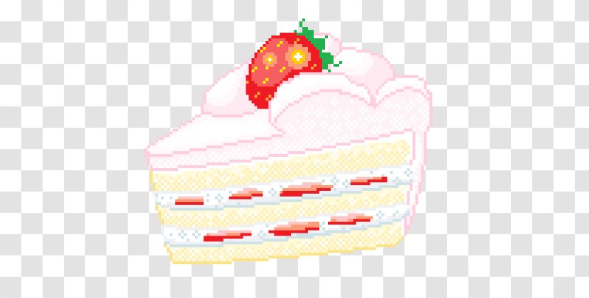 Strawberry Cream Cake Food Pixel Art - Pastry Transparent PNG