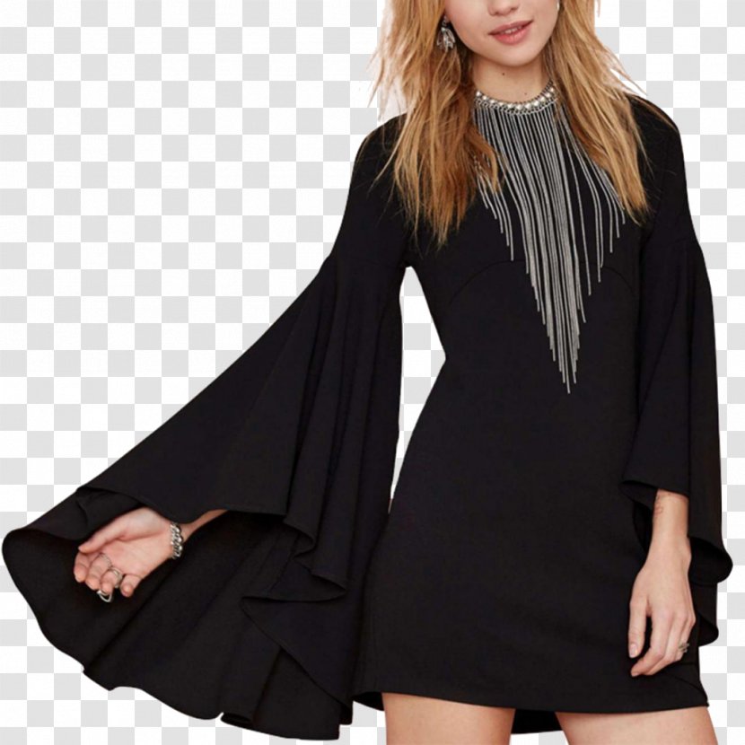 Bell Sleeve Dress A-line Miniskirt - Ruffle - Crepe Transparent PNG