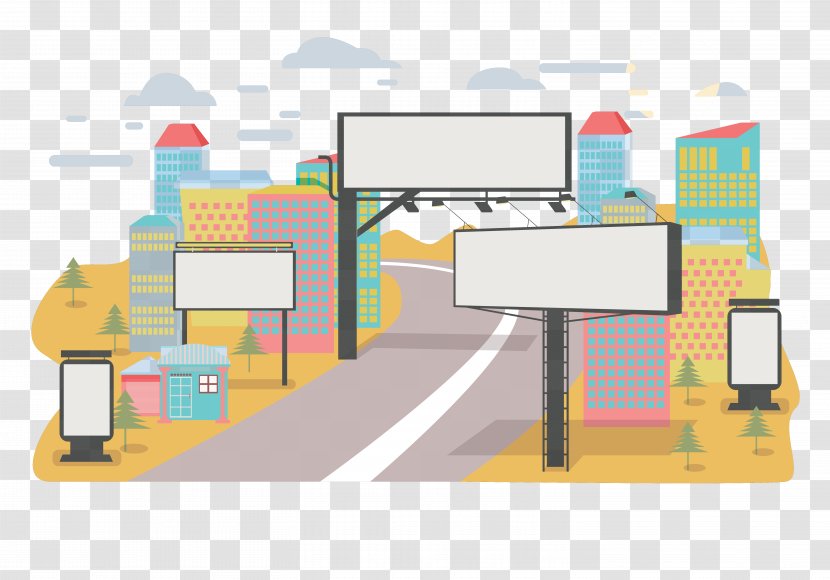 Advertising Road Billboard - Gratis - Vector Roadside Transparent PNG