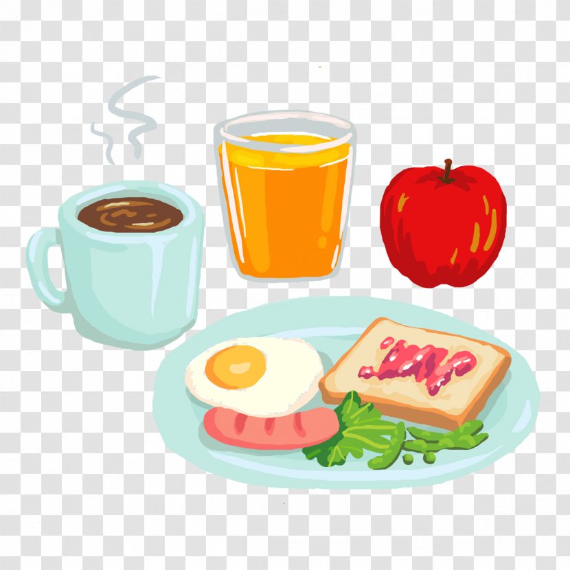 Coffee Juice Breakfast Barbecue Pizza - Food - Free Nutritional Package Wind Pull The Painting Material Transparent PNG
