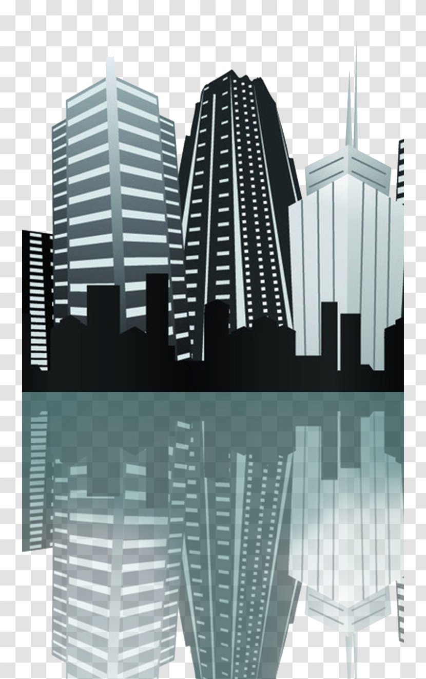 Skyline Cityscape Skyscraper - Monochrome Photography - City ​​building Transparent PNG