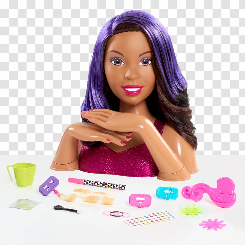 Barbie Deluxe Stylin' Head Flip & Reveal Styling Doll Pet Set - Purple Transparent PNG