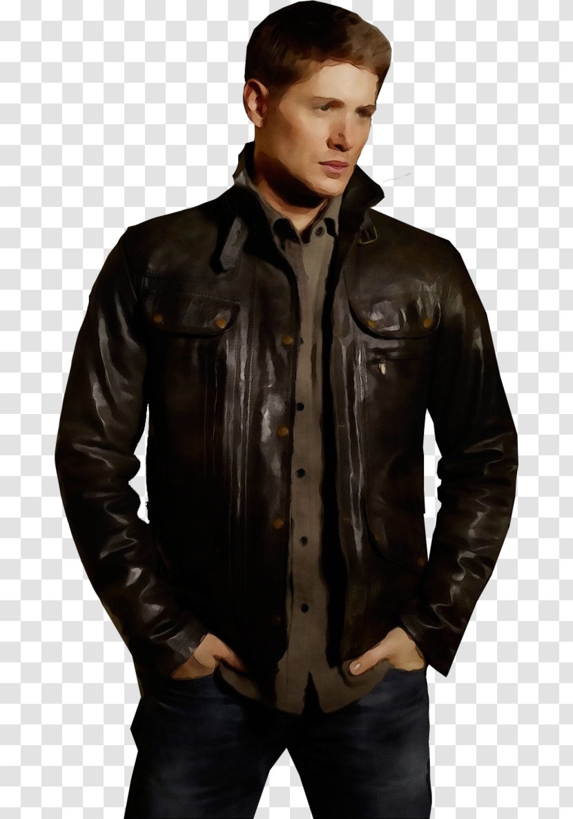 Leather Jacket Coat - Top - Zipper Pocket Transparent PNG