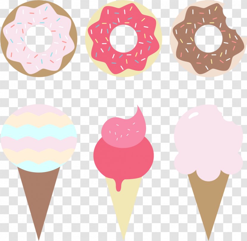 Ice Cream Donuts Chocolate Cake Birthday Croissant - Cone - Decorative Patterns Of Cartoon Transparent PNG