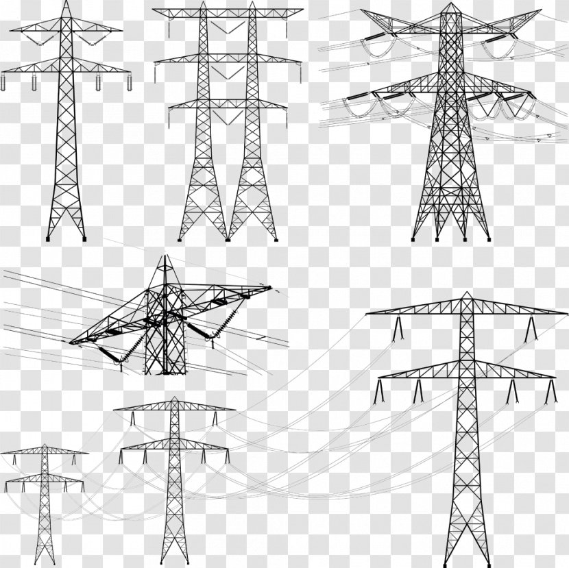 Transmission Tower Overhead Power Line Electric Electricity - High Voltage Wire Transparent PNG