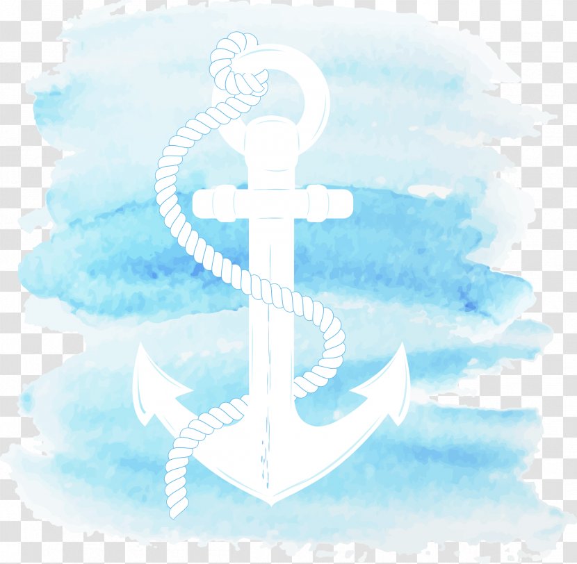 Anchor Watercolor Painting Curtain - Sky - Blue Vector Material Transparent PNG