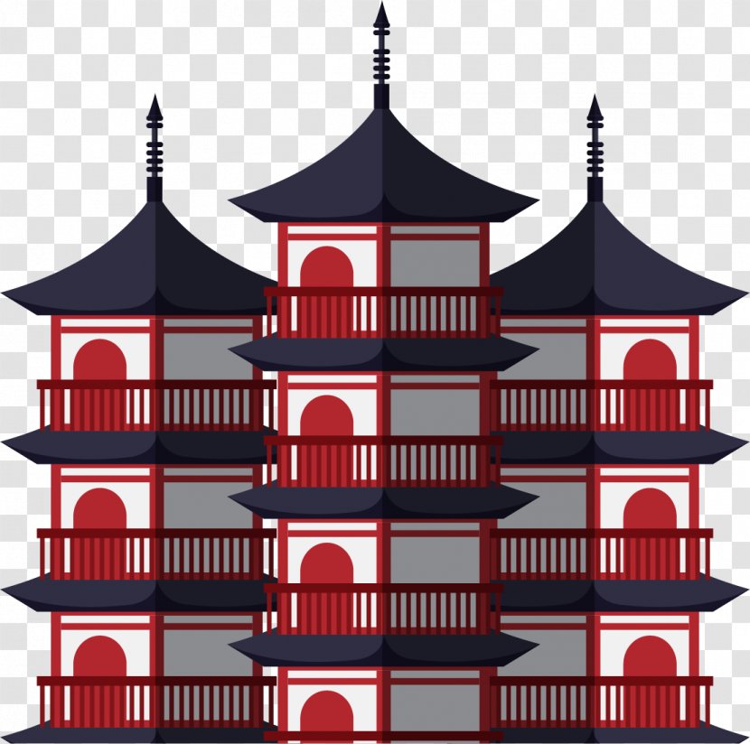 Japan Royalty-free Art - Culture - Vector Hand-painted Japanese Pagoda Transparent PNG