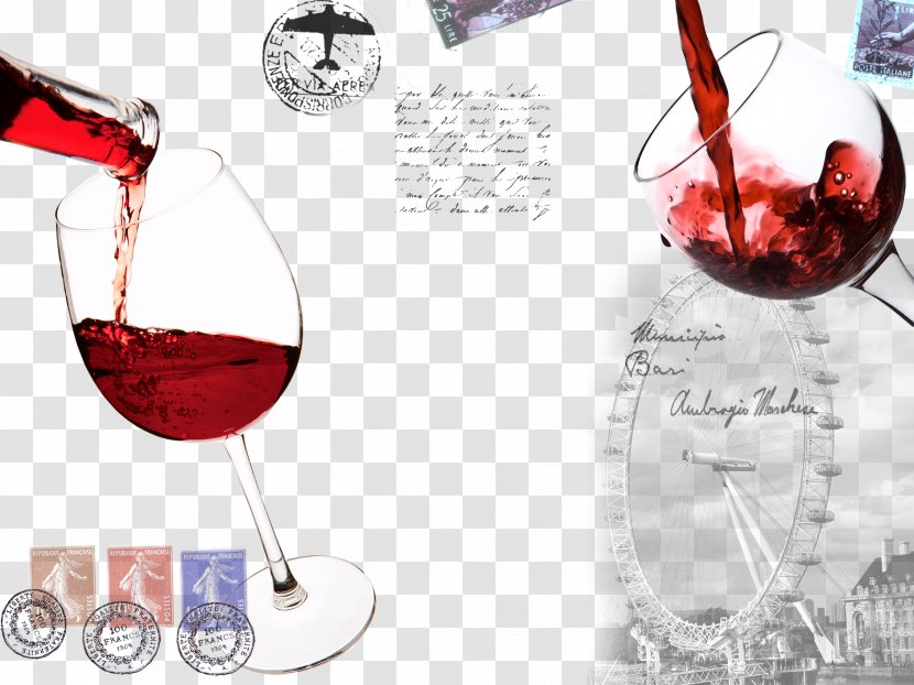 Red Wine Glass Paper Wall - Decal - Vintage Backdrop Free Downloads Transparent PNG
