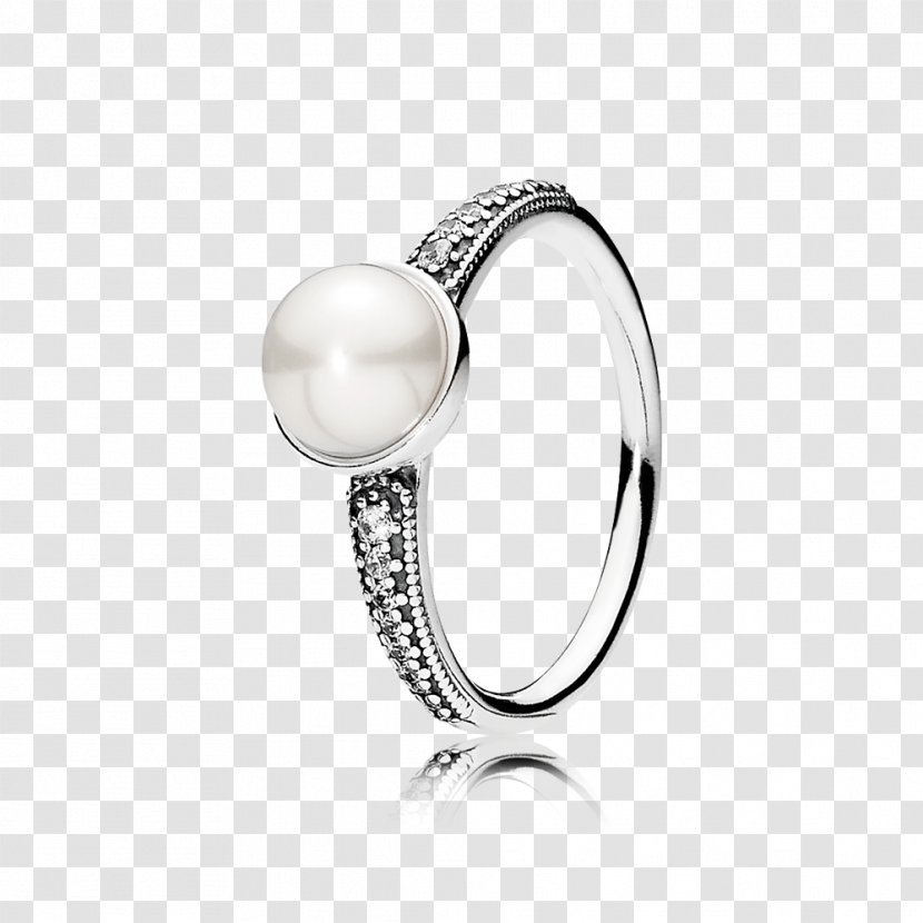 Earring Pandora Cubic Zirconia Pearl - Jewellery - Ring Transparent PNG