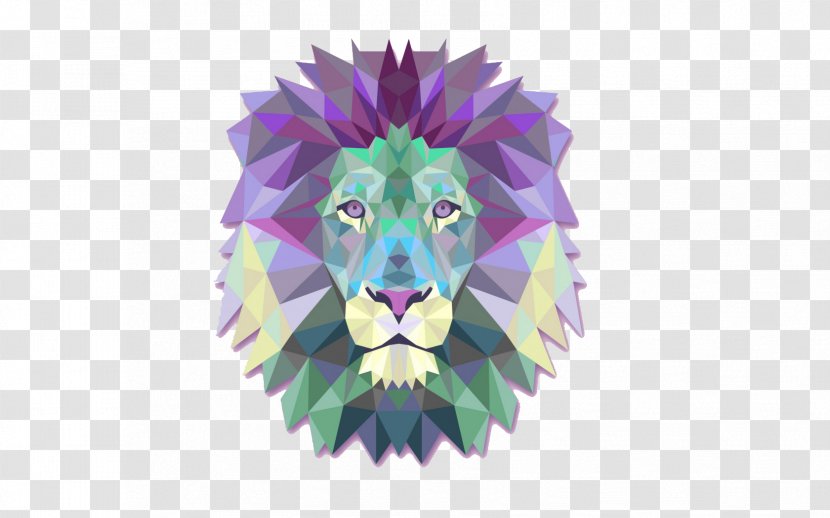 Lionhead Geometry T-shirt Polygon - Purple - Lions Head Transparent PNG