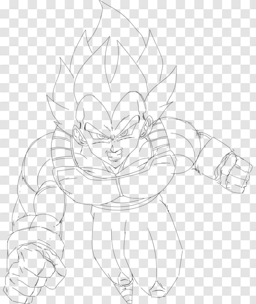 Vegeta Goku Gogeta Line Art Sketch - Character Transparent PNG