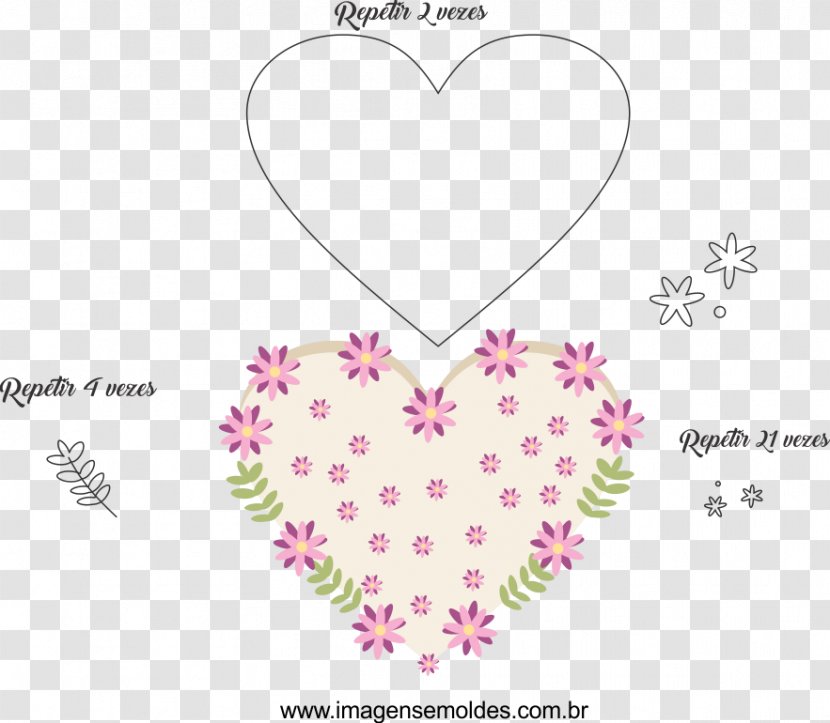 Heart Handicraft Image Drawing Felt - Flower - Molde De Coracao Transparent PNG