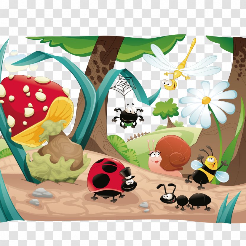 Insect Cartoon Clip Art - Royaltyfree - Fairy Tale Scene Transparent PNG