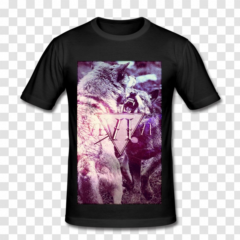 T-shirt Spreadshirt Slim-fit Pants Sleeve Gray Wolf - Purple Transparent PNG