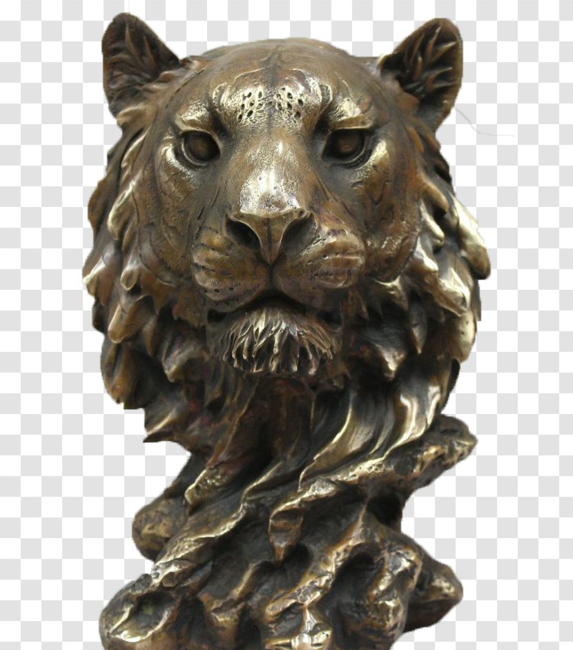 Lionhead Stone Sculpture Bronze - Art - Copper Lion Head Transparent PNG