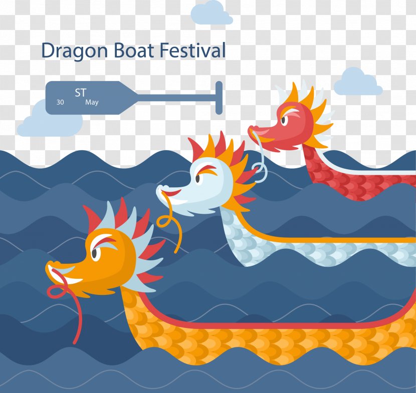 Dragon Boat Festival Rowing Bateau-dragon - Vector Hand-painted Match Transparent PNG