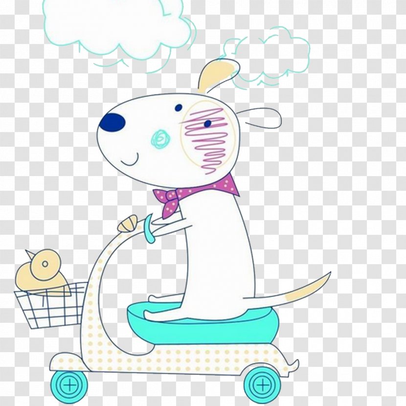 Dog Cartoon - Fictional Character - Driving Under The Clouds Of Puppies Transparent PNG