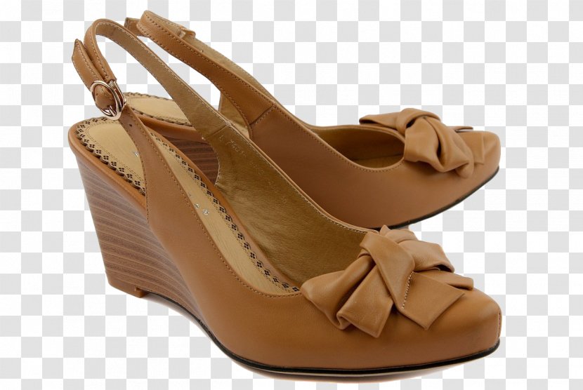 Sandal Shoe Wedge - Brown Bow Slope With Sandals Transparent PNG