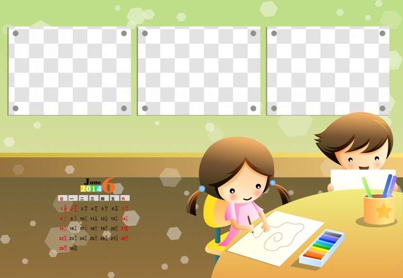 Child Drawing Illustration - Learning - Calendar Template Transparent PNG
