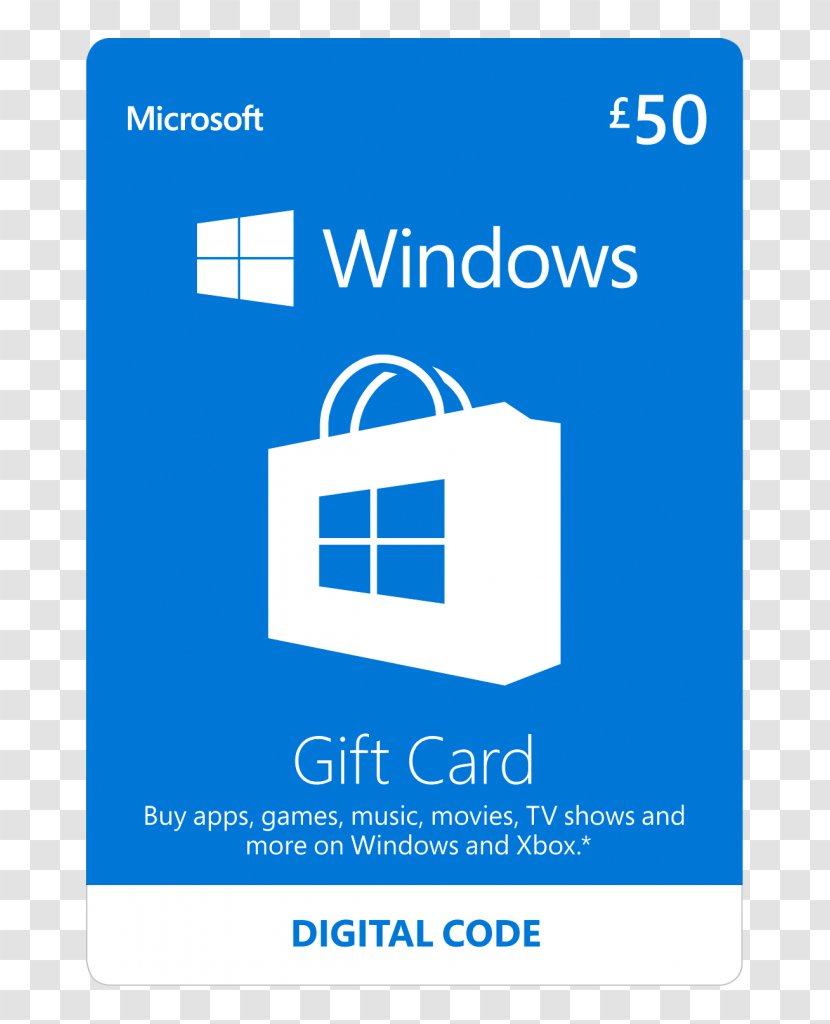 Gift Card Microsoft Corporation Store Windows 10 - Xbox Live - Buy Gifts Transparent PNG