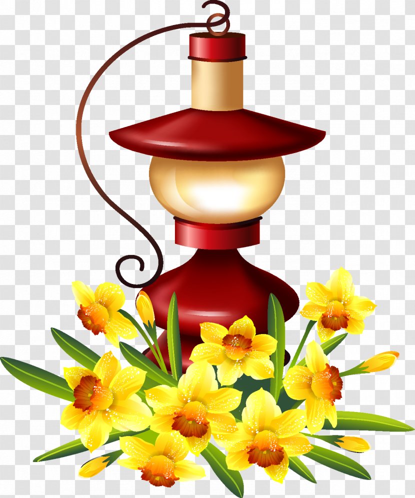 Colored Lamppost - Cut Flowers - Decor Transparent PNG