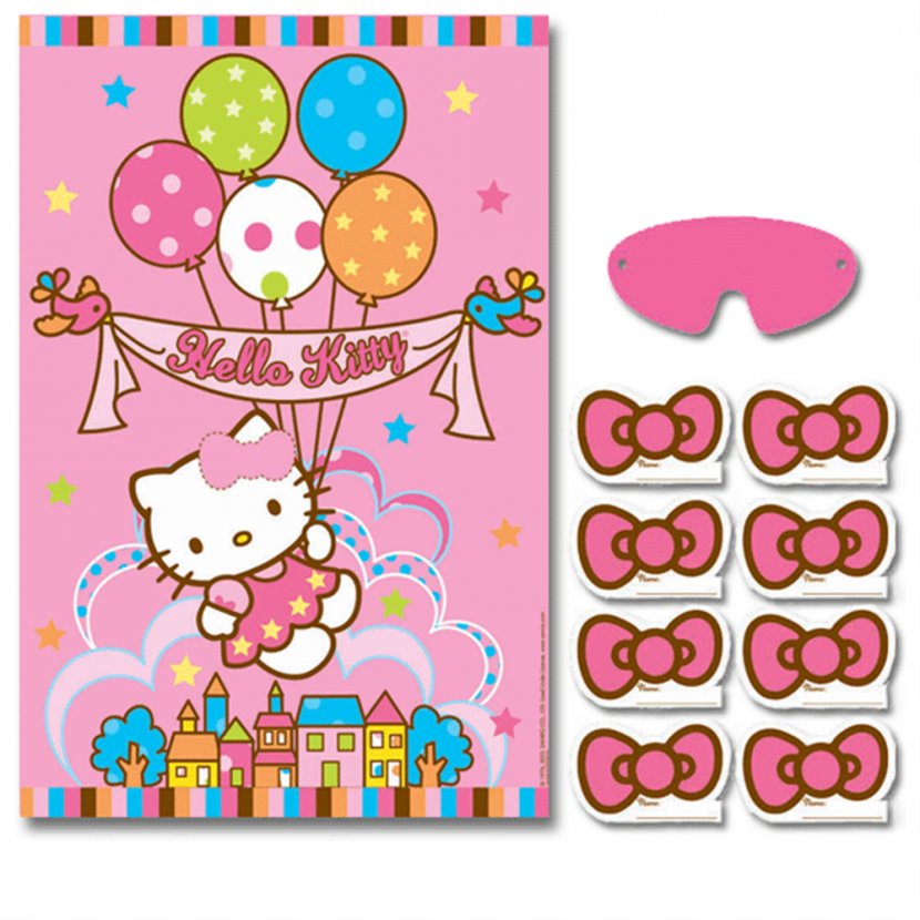 Hello Kitty Party Birthday Game - Art - With Balloons Transparent PNG