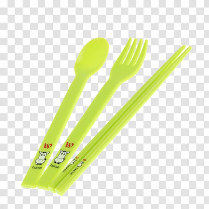 Fork Spoon Plastic Chopsticks - Yellow Transparent PNG