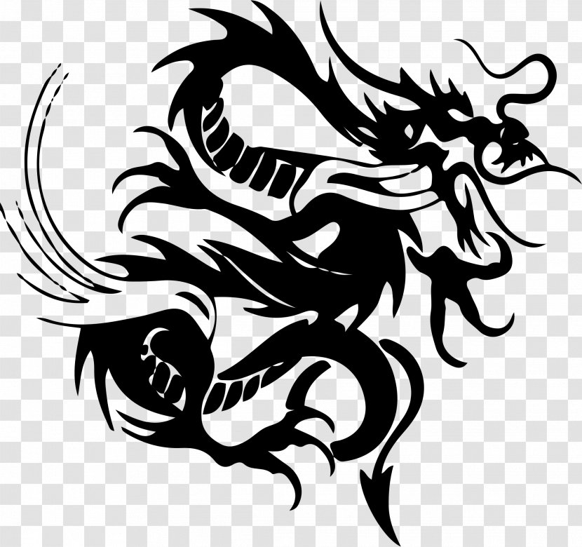 Dragon Tattoo Fantasy Clip Art - Wing - Tribal Transparent PNG