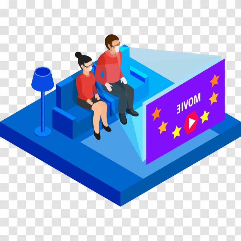 Virtual Reality Icon - Area - Men And Women Watching Movies Transparent PNG