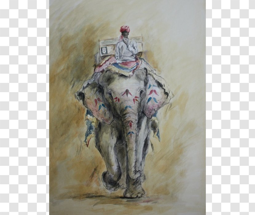 Amer Fort Watercolor Painting Jaipur Indian Elephant - Snow Transparent PNG