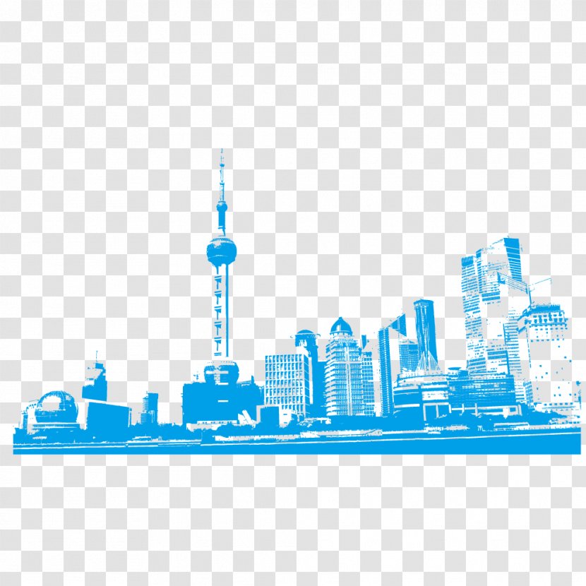 Oriental Pearl Tower The Bund - Blue - Vector Color Shanghai TV Transparent PNG