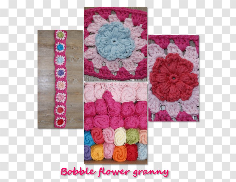 Place Mats Rectangle Crochet Pink M Wool - Granny Square Transparent PNG