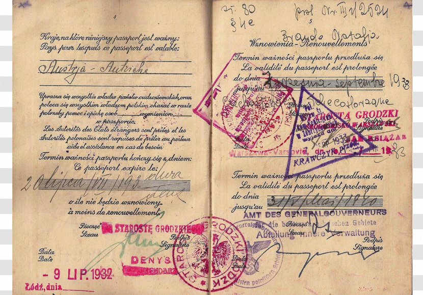 Travel Visa Second World War Italian Europe Passport - Italy Transparent PNG
