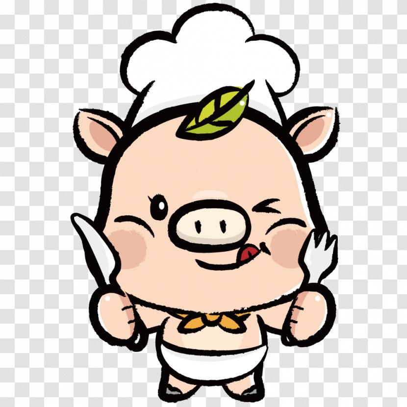 Fork Cartoon Tableware - Nose - Holding A Knife And Piggy Transparent PNG