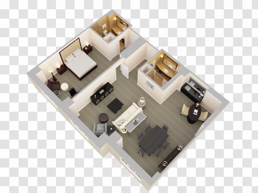 Floor Plan House Apartment - 3d - Bed Top View Transparent PNG