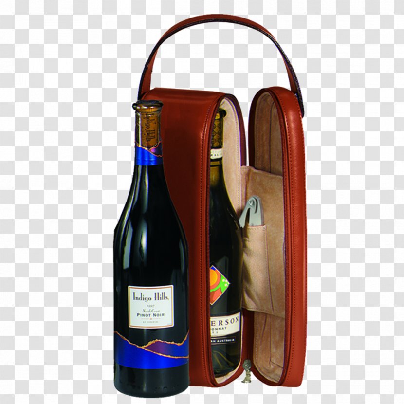 Wine Label Suitcase Bottle - Box - Genuine Leather Transparent PNG