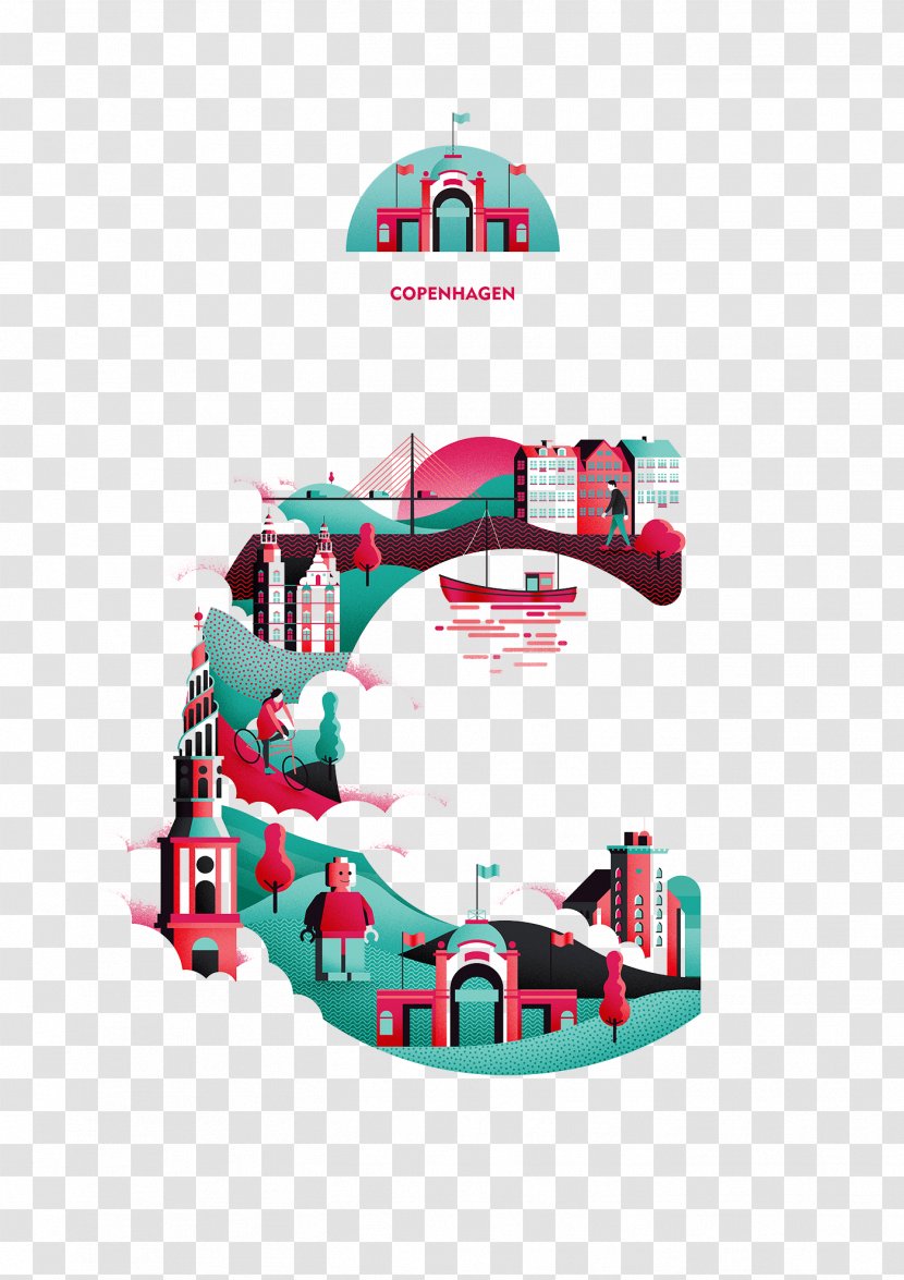 Alphabet Wanderlust Letter Typography Illustration - C Transparent PNG