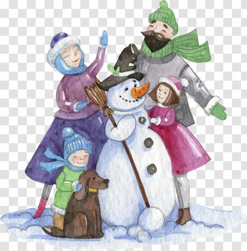 Watercolor Snowman And A Four - Illustrator - Art Transparent PNG