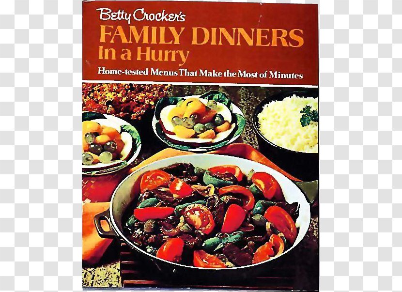Betty Crocker's Family Dinners In A Hurry Literary Cookbook Vegetarian Cuisine - Cookware - Chromolithography Transparent PNG