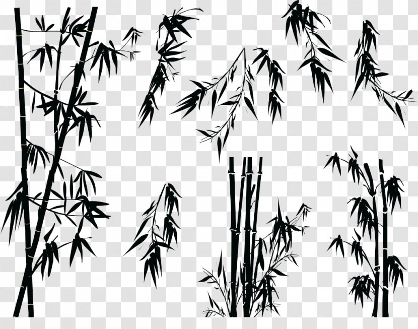 Bamboo Silhouette Tree Illustration - Visual Arts - Black And White Transparent PNG