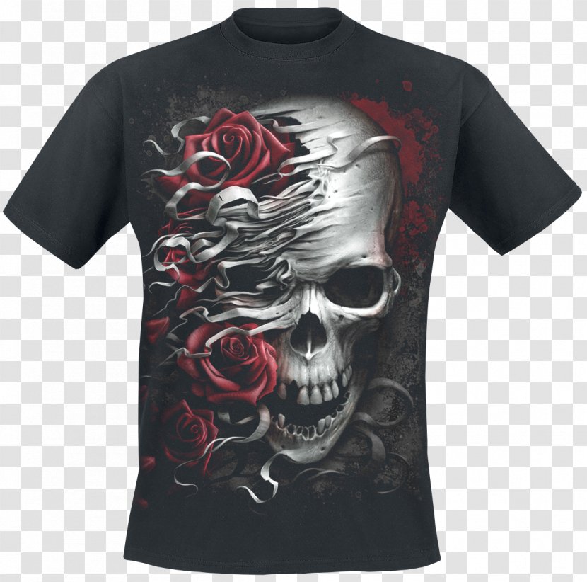 T-shirt Human Skull Symbolism Rose Death - Top Transparent PNG