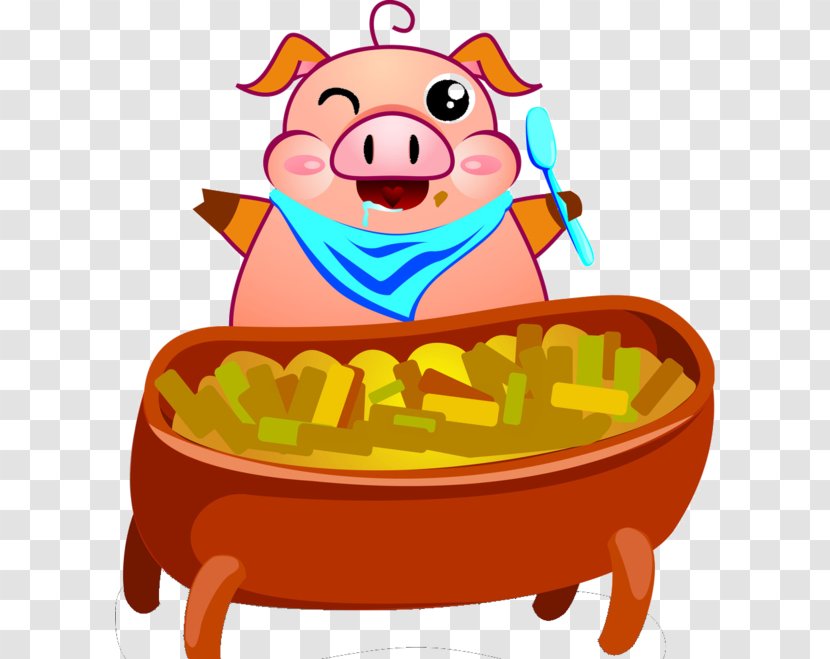 Domestic Pig Food Clip Art Chinese Zodiac - Cooked Rice - Support Cartoon Barbecue Transparent PNG